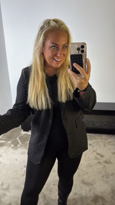 Glitter oversized colbert 08736 Zwart