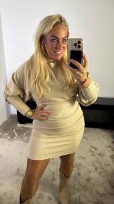 dress 1169 taupe Zwart