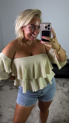 Vlinder top 10689 Beige