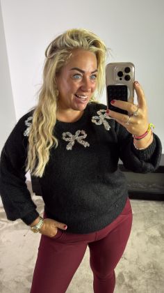 Extra teddy glamour trui Zwart