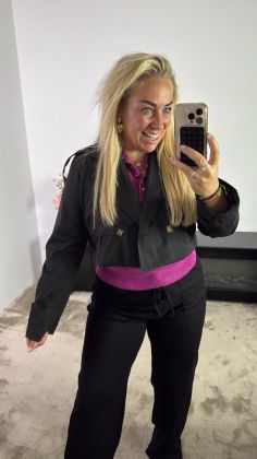 cropped trenchcoat 5904 Zwart