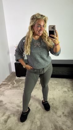 Extra teddy glamour trui Grijs