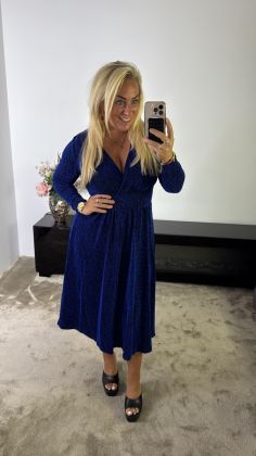 kerstjurk pareltje stretch hs8910 Blauw