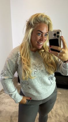 Extra teddy glamour trui Grijs