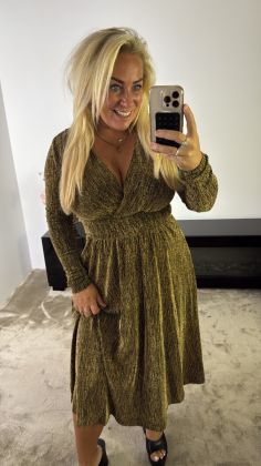 kerstjurk pareltje stretch hs8910 Goud