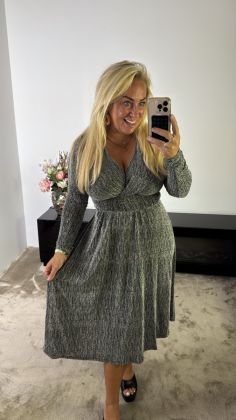 kerstjurk pareltje stretch hs8910 Zilver