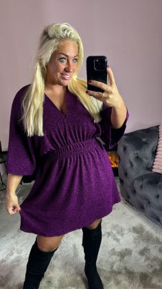 glitter dress a10663 Paars