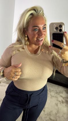 Basic herfst top Camel