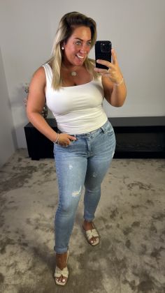 Mommy Jeans slim hm5319-1 Blauw