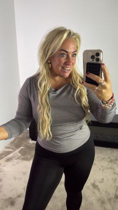 Extra stretch glitter top Grijs