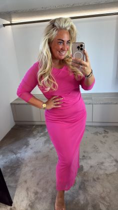 Mesh jurk extra stretch Roze