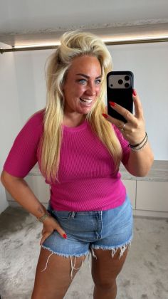 Basic stretch top a-89378 Roze