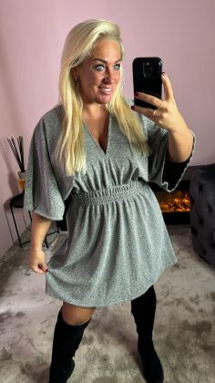 glitter dress a10663 Zilver