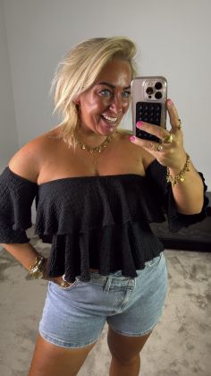 Vlinder top 10689 Zwart