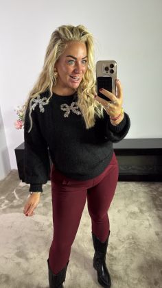 mommy travel broek met koort 6002 Wijnrood