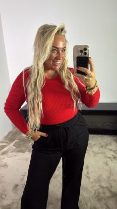 Basic herfst top Rood