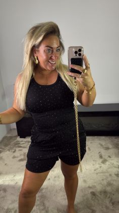 Glitter hemd lieve Zwart