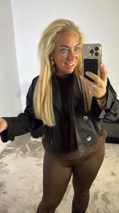 cropped trenchcoat a-9892 Zwart