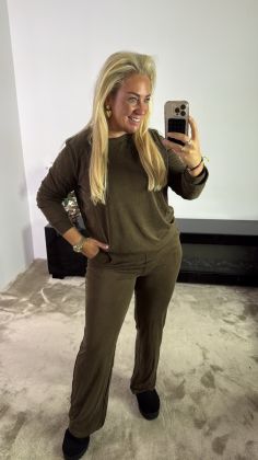 Extra zachte broek stof modal en dacron Reb-17146 Bruin